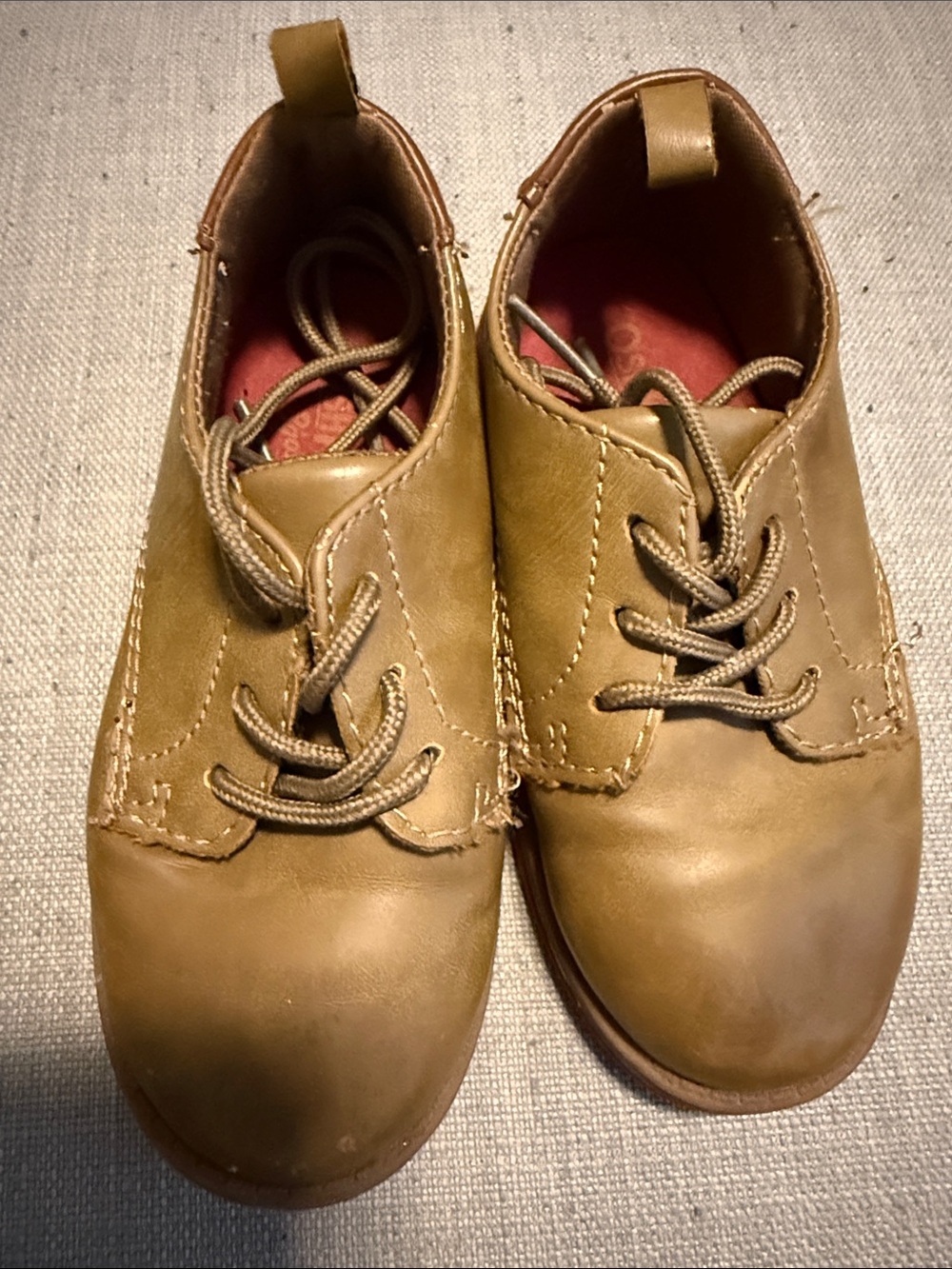 OshKosh Tan Leather Lace-Up Shoes, Sz 9 toddler